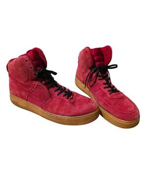 Nike Air Force 1 Red High Top Suede Sneakers Mens Size 10.5